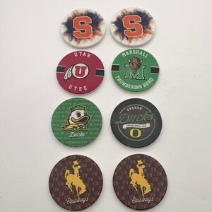 NCAA College Team Car Coasters Lot 8pc Ceramic Absorbent Oregon Syracuse Utah